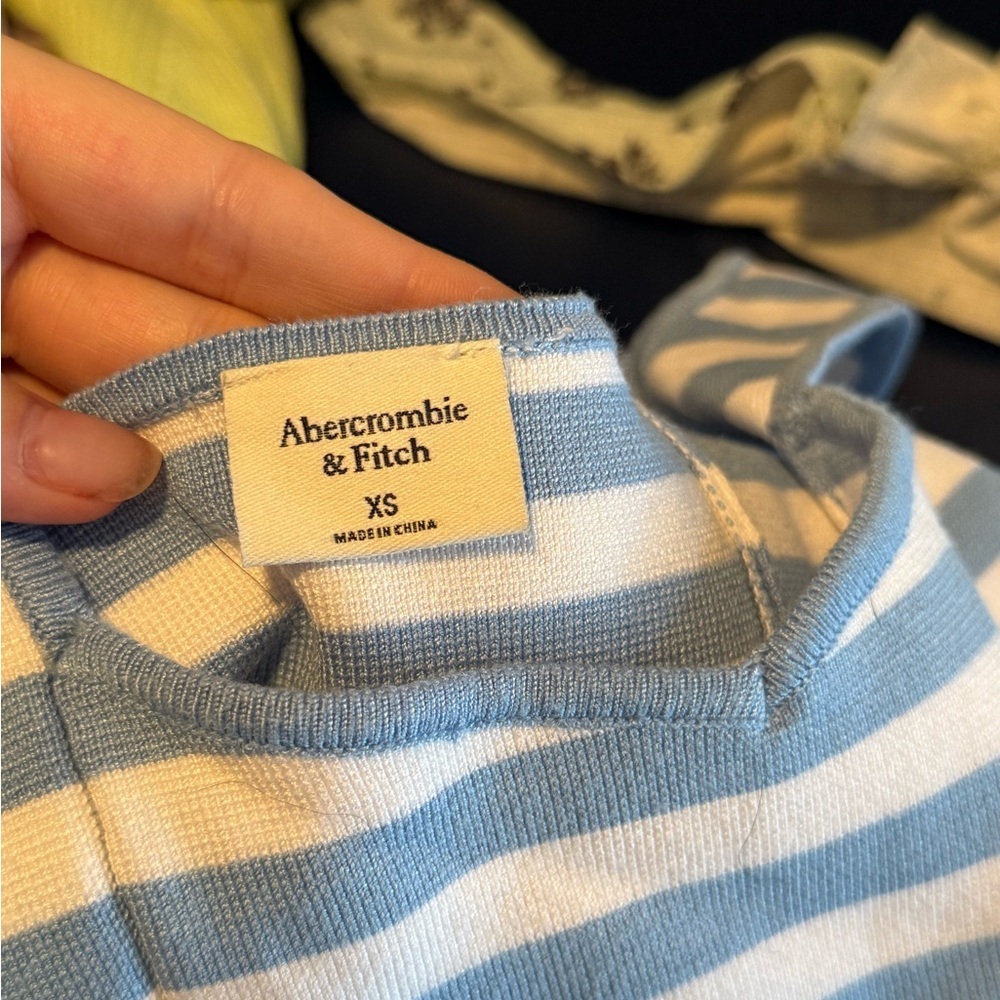 Abercrombie & Fitch Blue and White Striped Crop Top - Picture 2 of 3